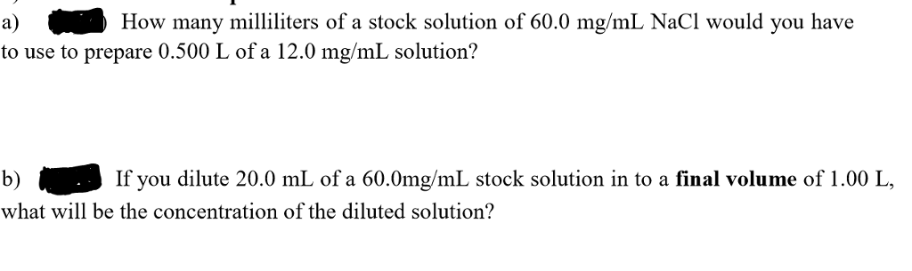 Solved How many milliliters of a stock solution of 60.0 | Chegg.com