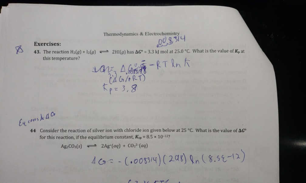 Solved Thermodynamics Electrochemistry 00 8314 Exercises Chegg