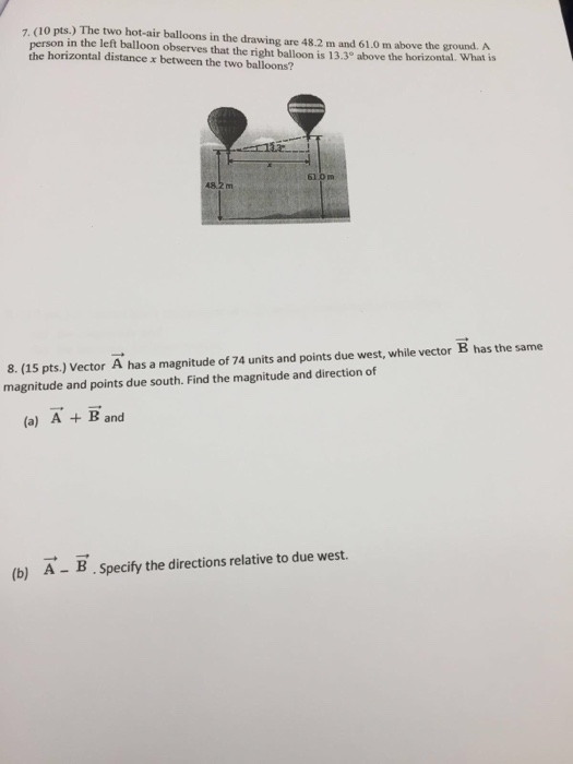 Solved The two hotair balloons in the drawing are 48.2 m