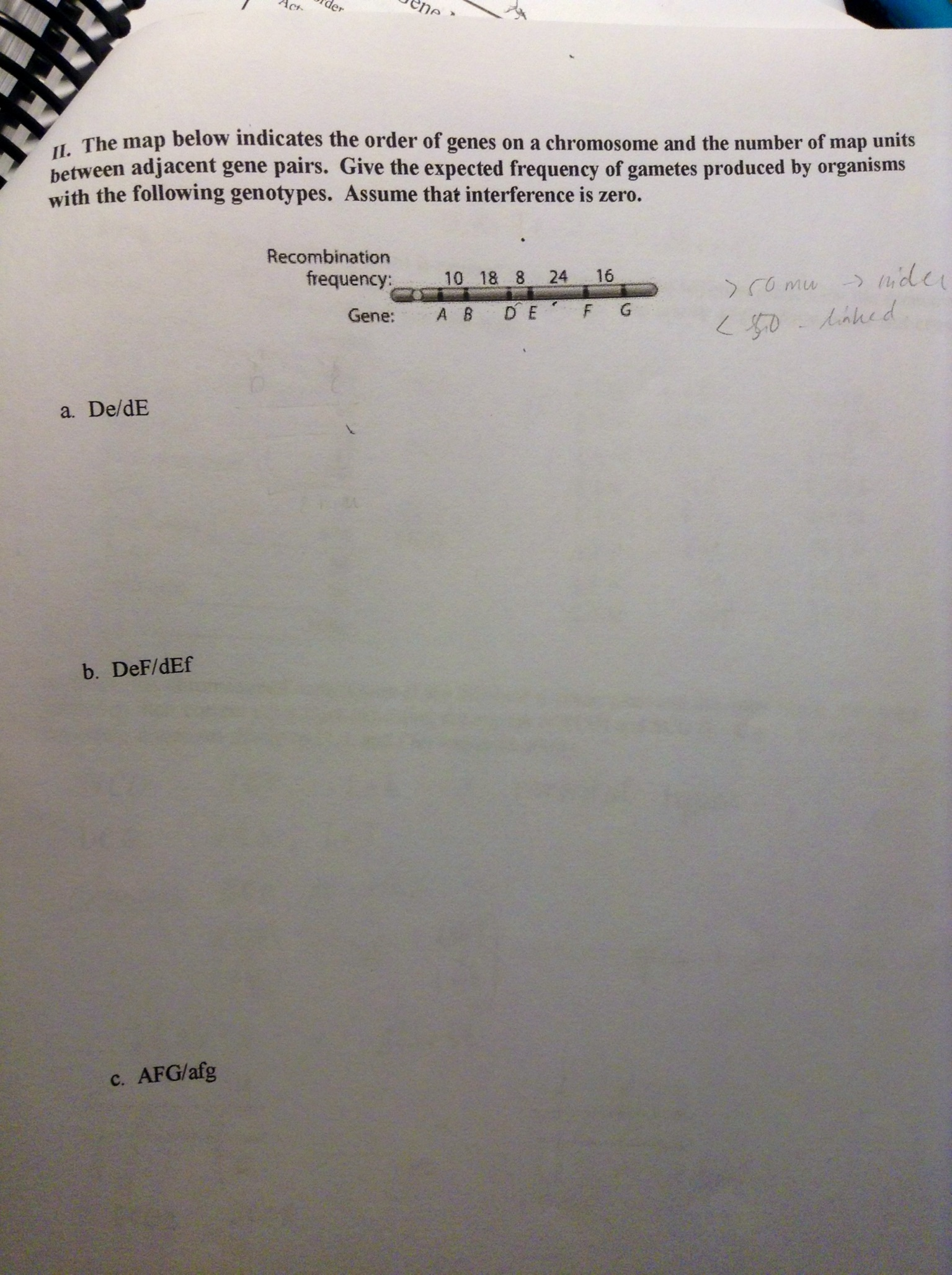 The map below indicates the order of genes on a | Chegg.com