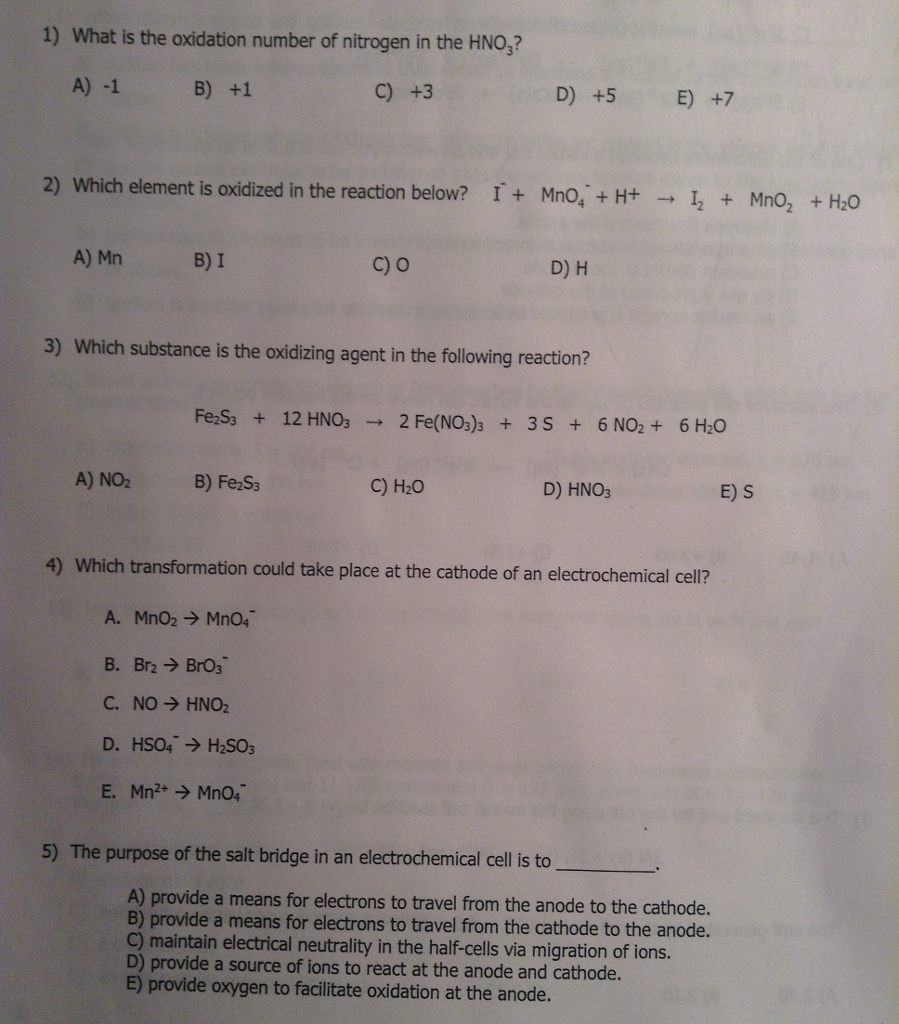 Solved What is the oxidation number of nitrogen in the | Chegg.com