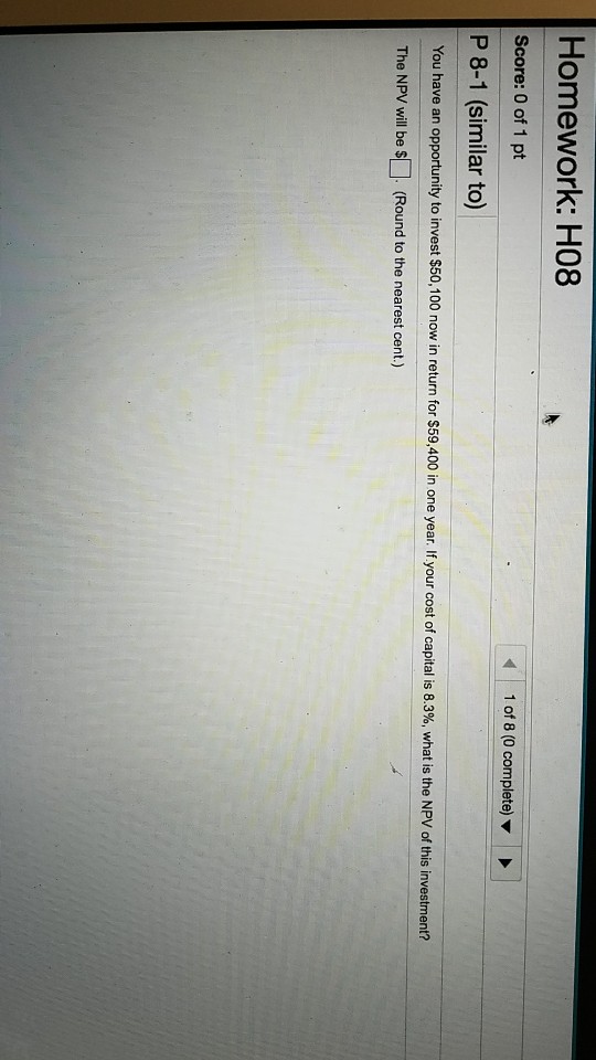 Solved Homework: H08 Score: 0 Of 1 Pt P 8-1 (similar To) 1 | Chegg.com