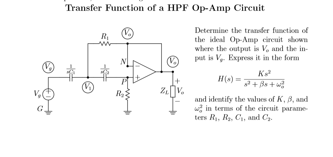 Solved Determine the transfer function of the ideal Op-Amp | Chegg.com