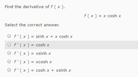 second derivative of cosh x