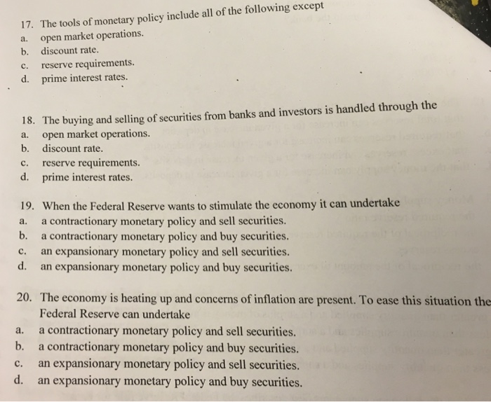 Solved The tools of policy include all of the