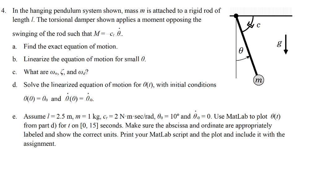 Solved In the hanging pendulum system shown, mass m is