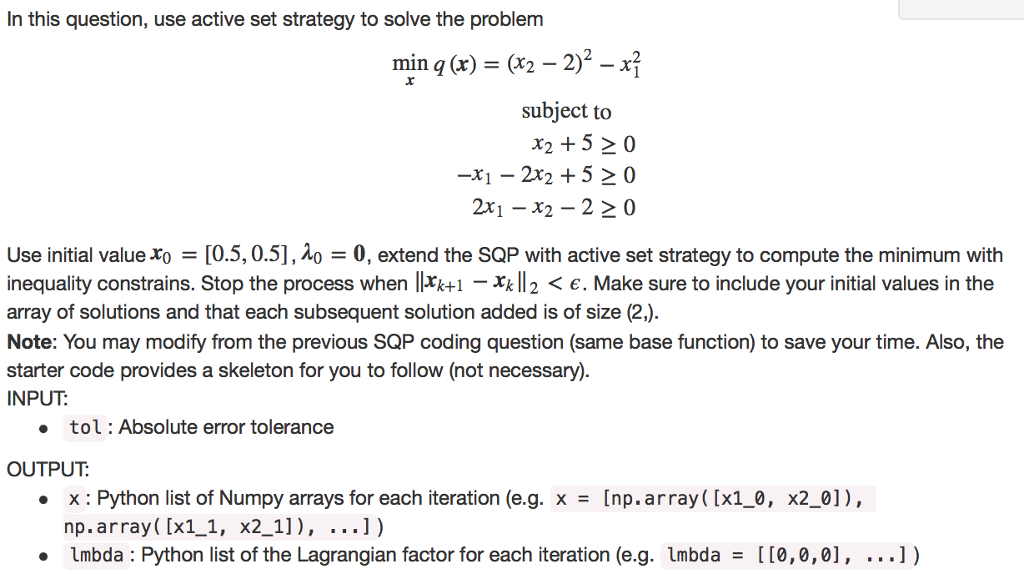 In this question, use active set strategy to solve | Chegg.com