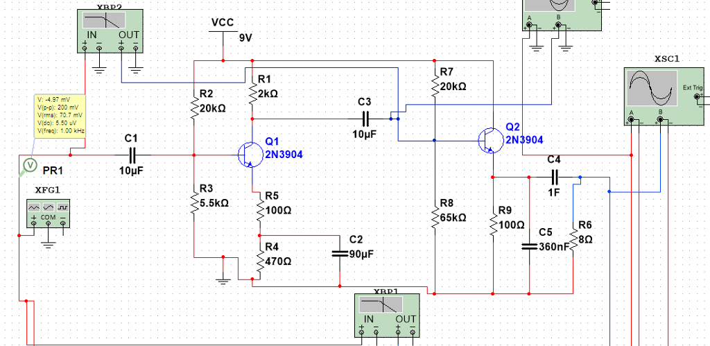 Solved i having clipped output for my 2 stage bjt amplifier | Chegg.com