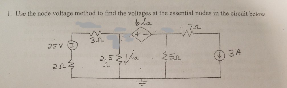 Solved 1. Use the node voltage method to find the voltages | Chegg.com