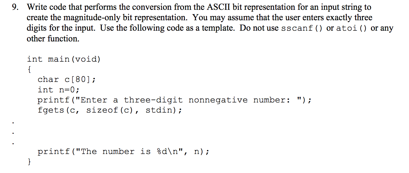 Solved Write code that performs the conversion from the | Chegg.com