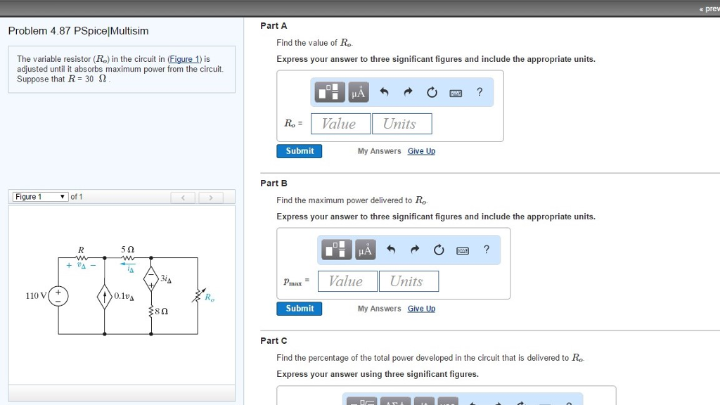 Solved PSpiceMultisim The variable resistor (R_o) in the