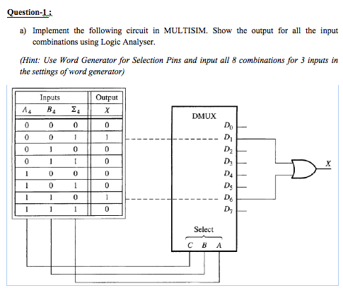 Implement The Following Circuit In MULTISIM. Show The | Chegg.com