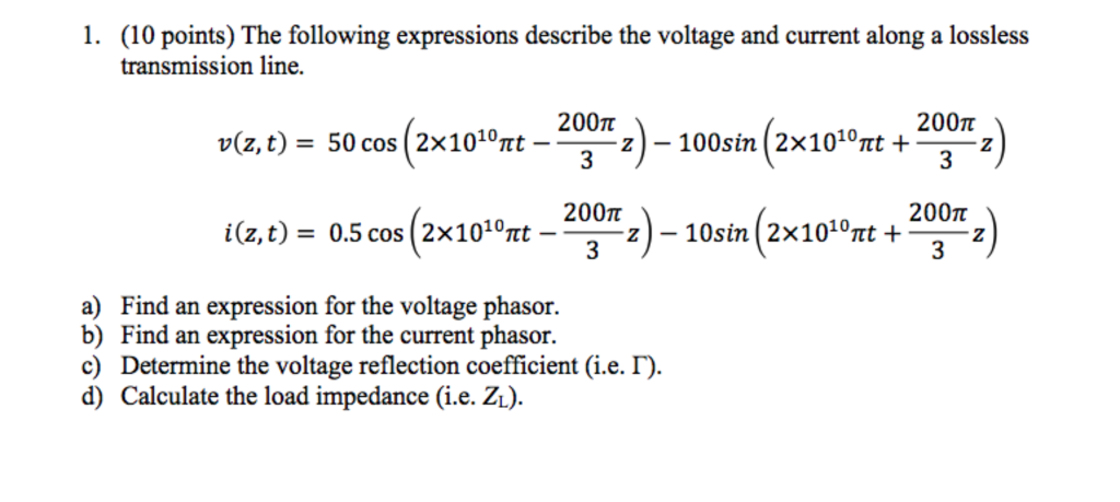 Solved The following expressions describe the voltage and | Chegg.com