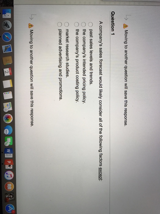 Solved A company's sales forecast would likely consider all