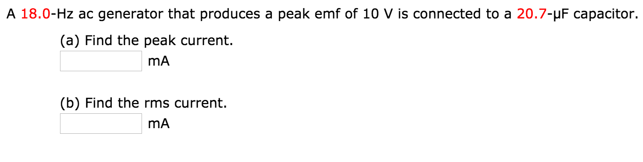 Solved A 18 0 Hz Ac Generator That Produces A Peak Emf Of 10 Chegg