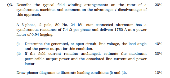 Solved Q3. Describe the typical field winding arrangements | Chegg.com