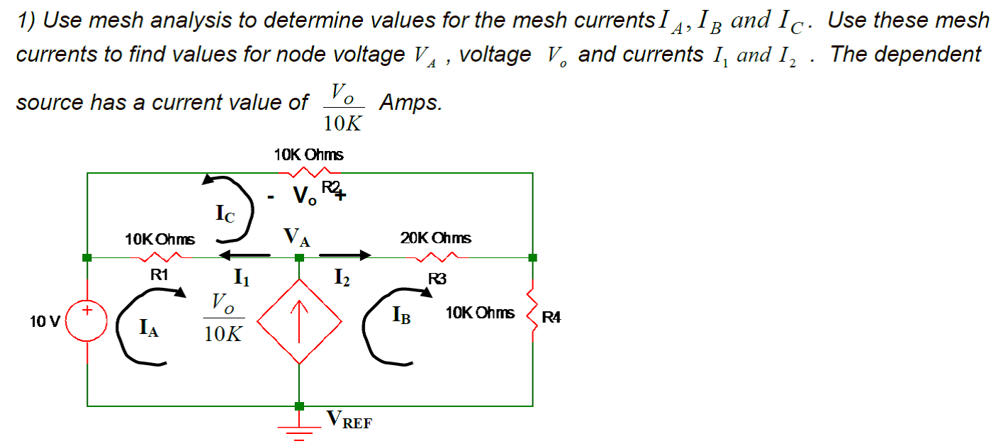 Solved Use mesh analysis to determine values for the mesh | Chegg.com