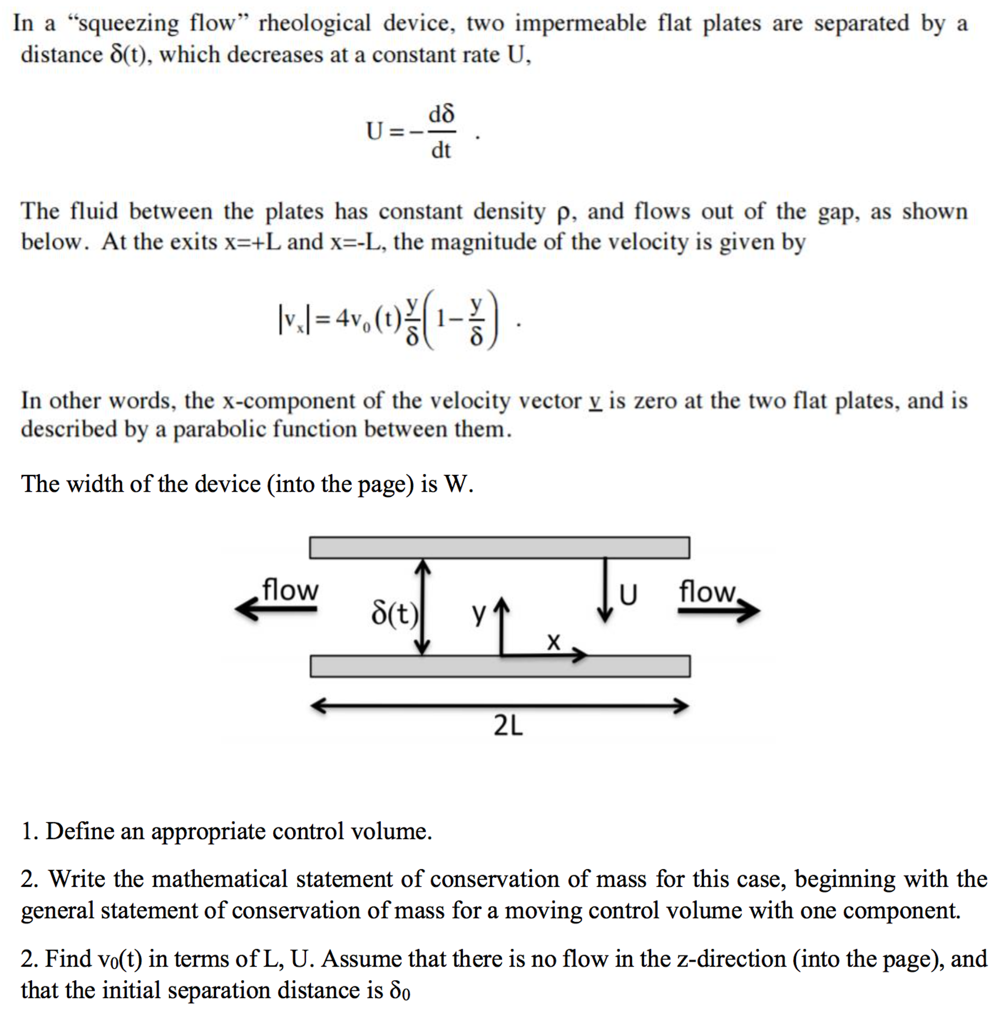 The Fluid Between The Plates Has Constant Density P. | Chegg.com