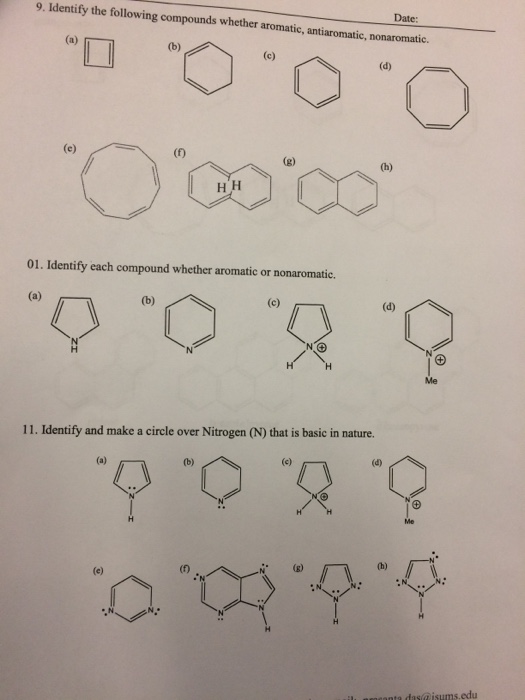 Solved Identify The Following Compounds Whether Aromatic, | Chegg.com