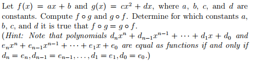 Solved Let F(x) = Ax + B And G(x) = Cx^2 + Dx, Where A, B, | Chegg.com