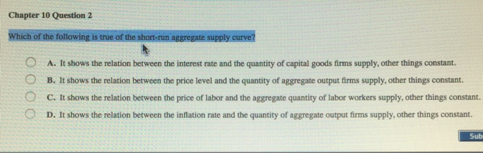 Solved Which of the following is true about the aggregate | Chegg.com