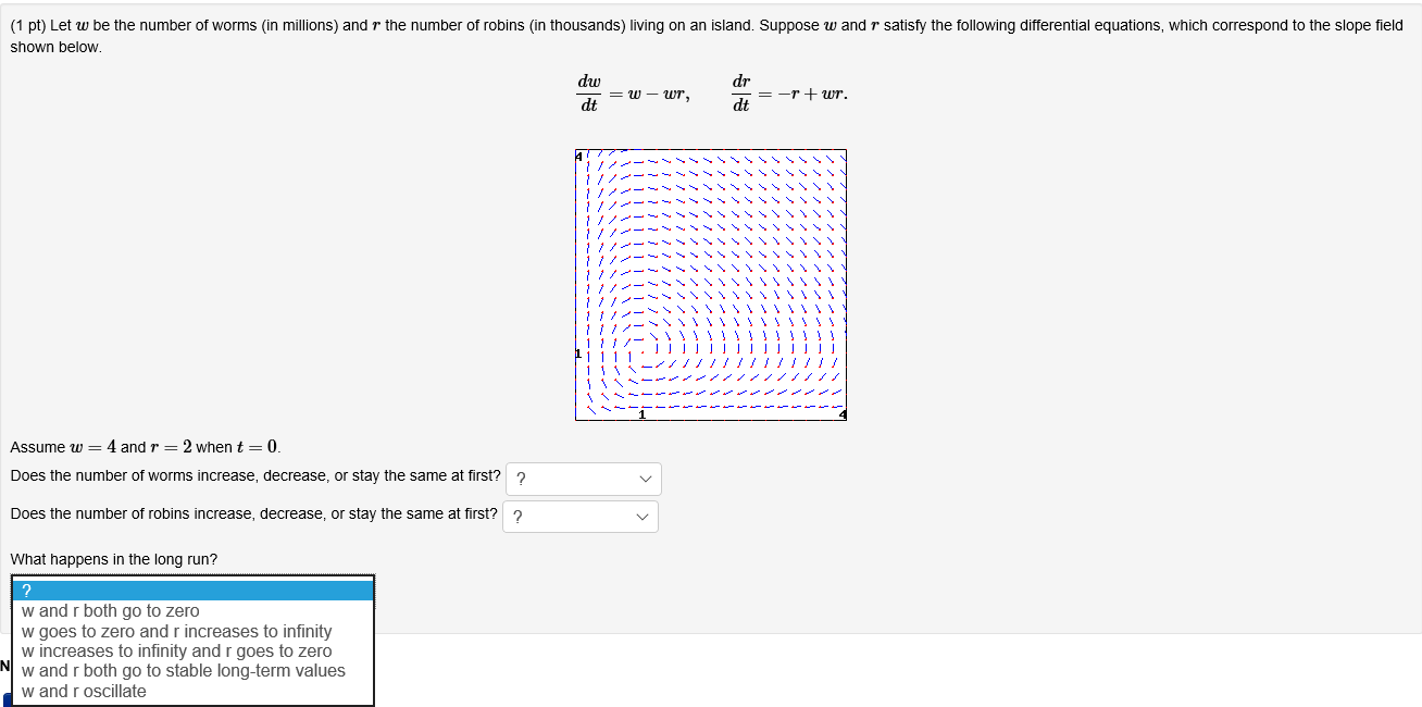 Let w be the number of worms (in millions) and r the | Chegg.com