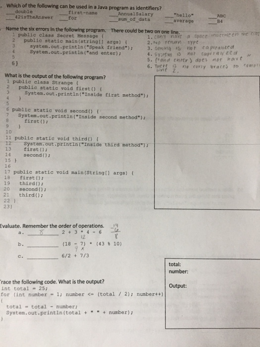 Solved which of the following can be used in a Java program | Chegg.com
