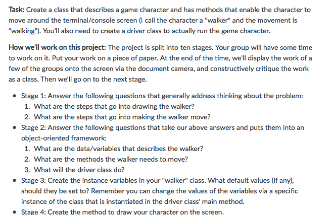 Example For Game Character Class Task: Create a class that describes a game character | Chegg.com