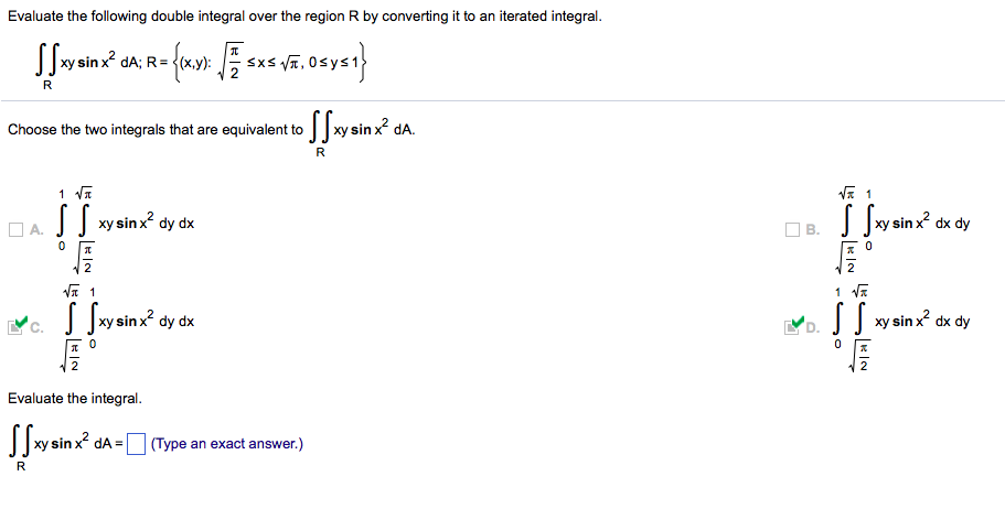 Solved Evaluate The Following Double Integral Over The 1007