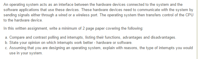 Solved An operating system acts as an interface between the | Chegg.com