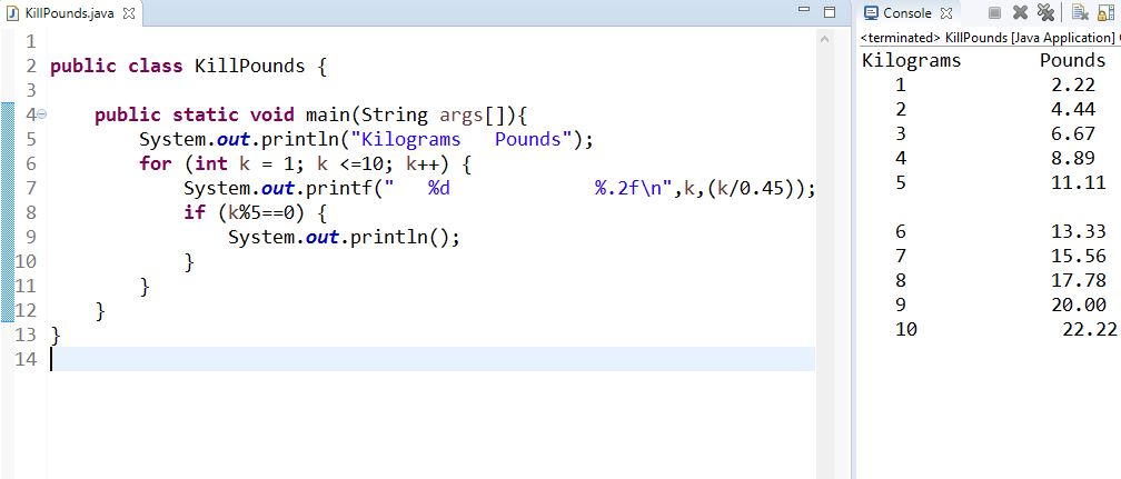 Solved Task 1 (Conversion from Kilograms to Pounds) Write a | Chegg.com