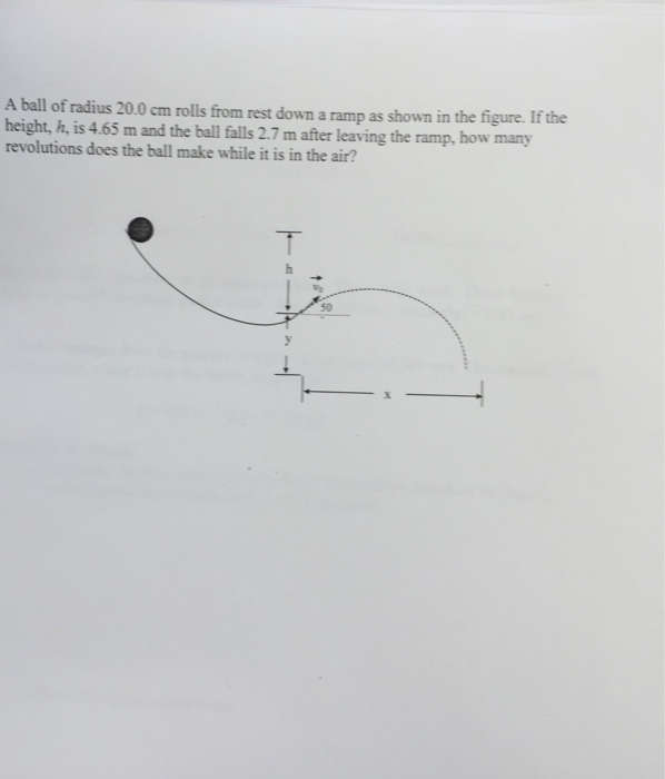 Solved A ball of radius 20.0 cm rolls from rest down a ramp | Chegg.com