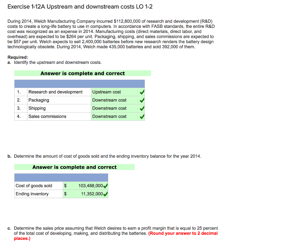 Exercise12A Upstream and downstream costs LO 12