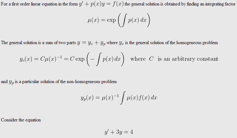 Solved For A First Order Linear Equation In The Form Y' + | Chegg.com