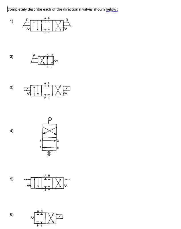 Solved Completely Describe Each Of The Directional Valves 