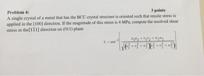 Solved A single crystal of a metal that has the BCC crystal | Chegg.com