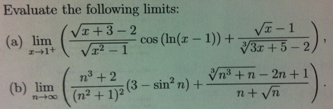 Solved Evaluate The Following Limits 2821