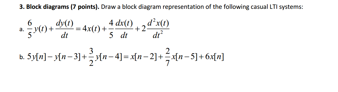 Solved Draw a block diagram representation of the following | Chegg.com