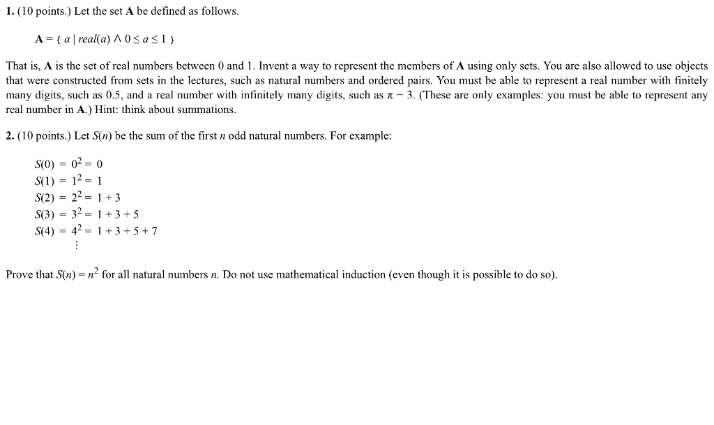 Solved 1.(10 points.) Let the set A be defined as follows. | Chegg.com