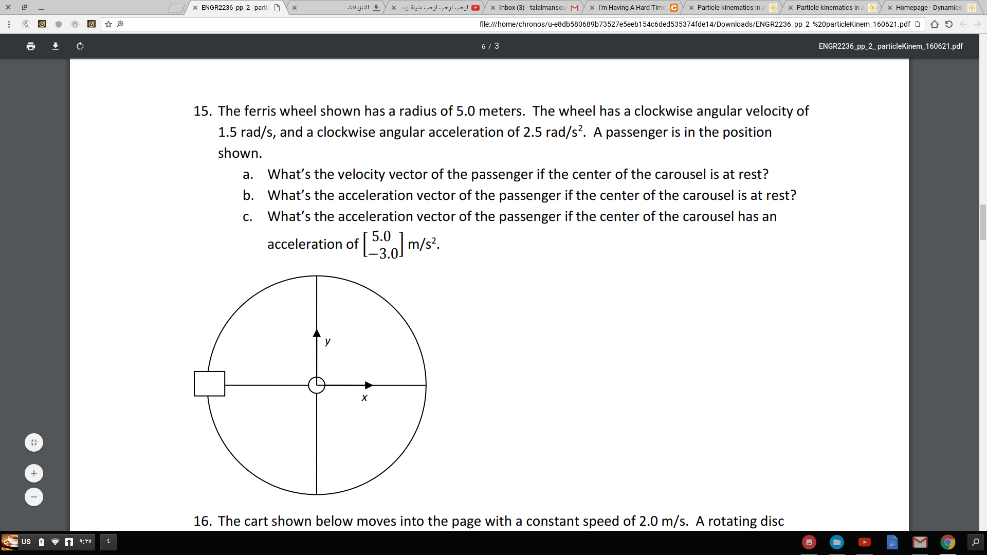 Solved The ferris wheel shown has a radius of 5.0 meters. | Chegg.com