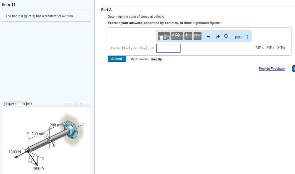 Solved Item 11 Part A The bar in Figure 1) has a diameter of | Chegg.com