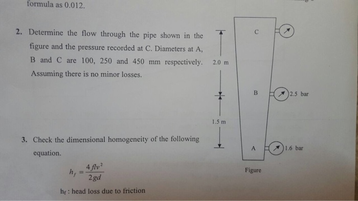 Solved Determine the flow through the pipe shown in the | Chegg.com