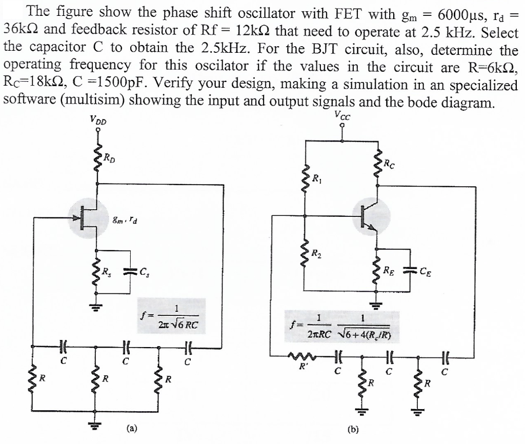 Solved The figure show the phase shift oscillator with FET