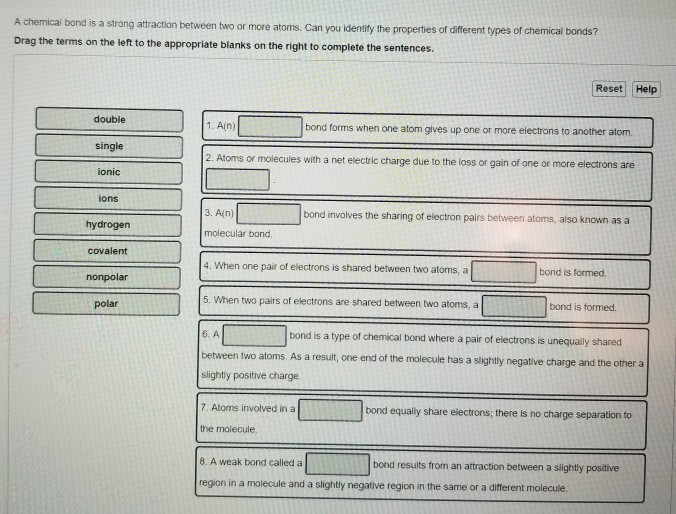 Solved A chemical bond is a strong attraction between two or | Chegg.com