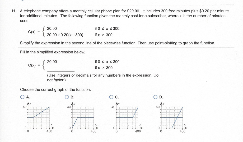 Solved A telephone company offers a monthly cellular phone