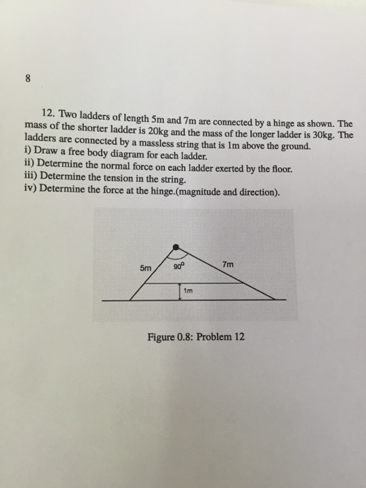 Solved Two ladders of length 5m and 7m are connected by a | Chegg.com