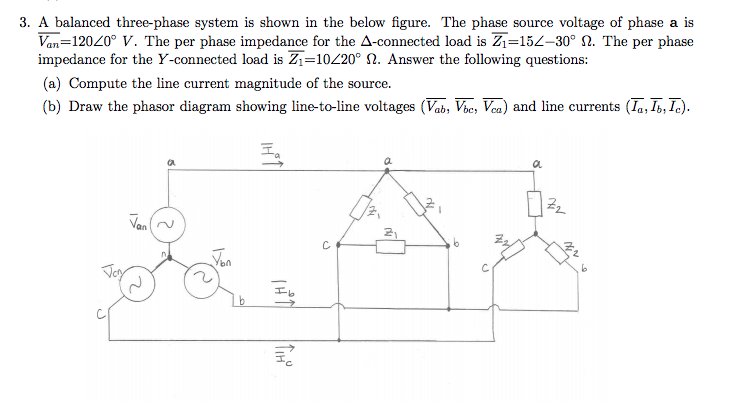 Solved 3. A Balanced Three-phase System Is Shown In The | Chegg.com