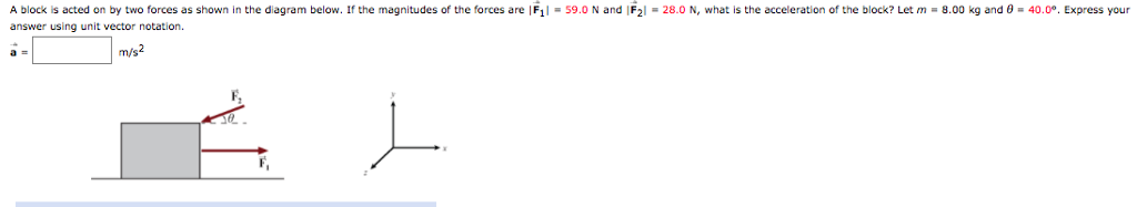 Solved A block is acted on by two forces as shown in the | Chegg.com