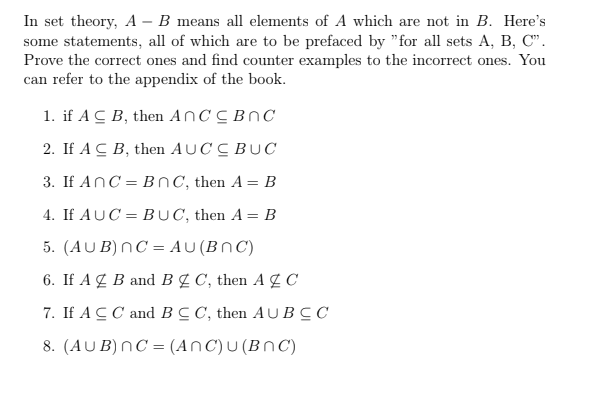 Solved In Set Theory, A - B Means All Elements Of A Which | Chegg.com