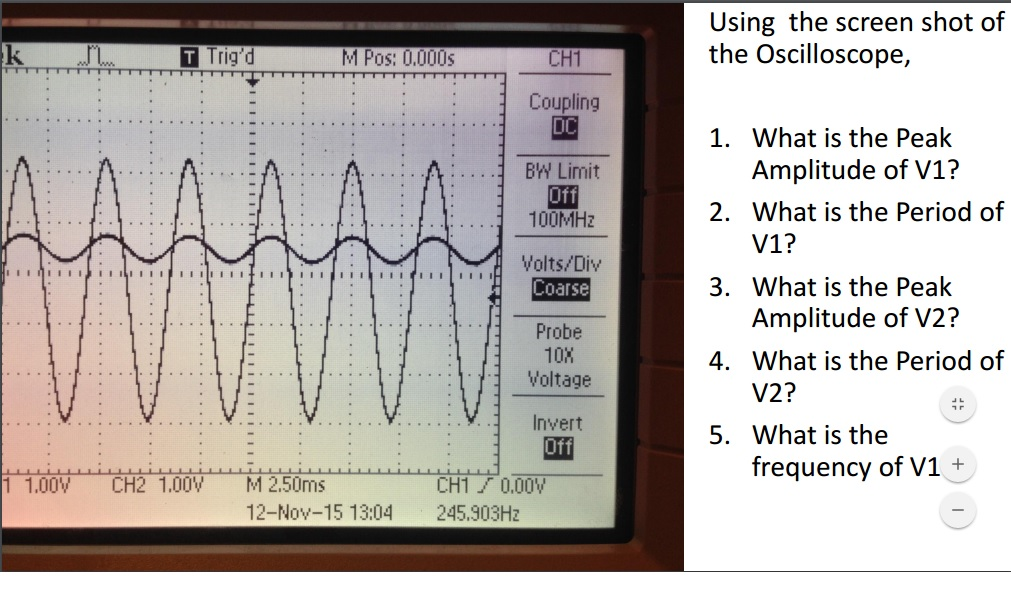 Solved Using The Screen Shot Of The Oscilloscope, What Is...